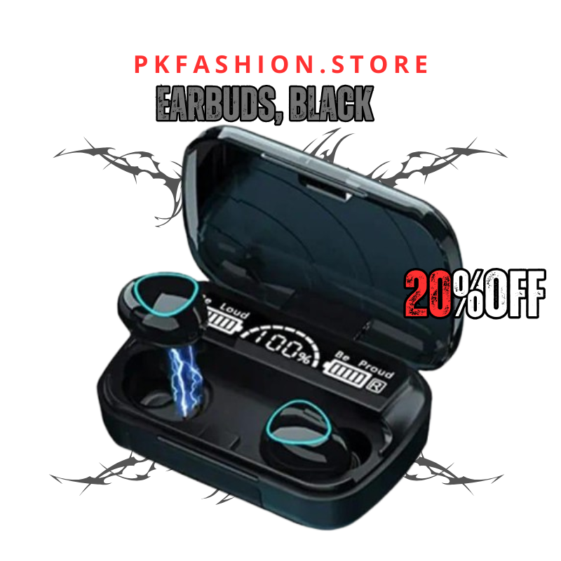 M10 Digital Display Case Earbuds, Black