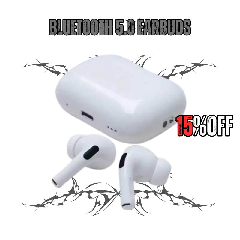 White Bluetooth 5.0 Earbuds with Case.